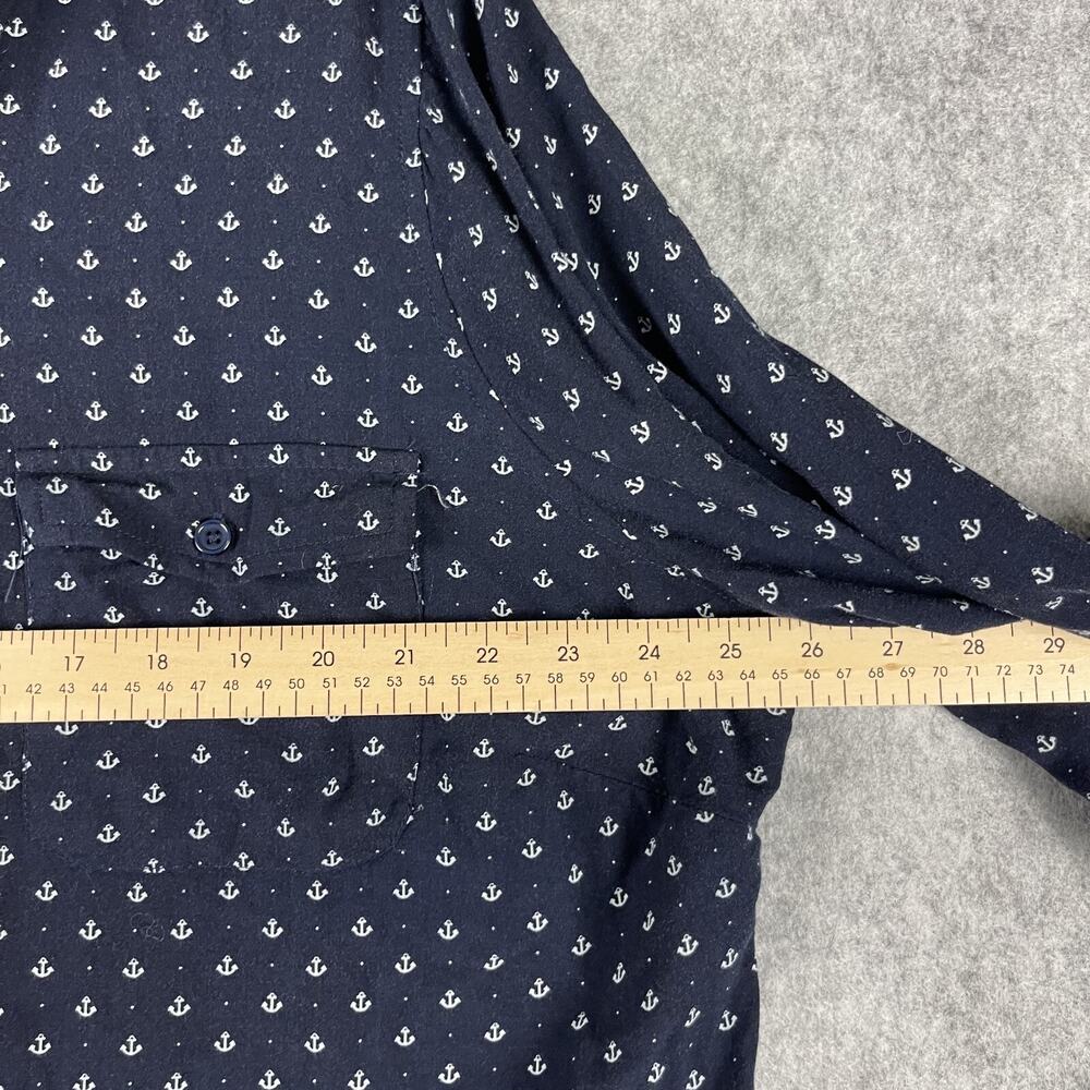 Per Se Top Womens 2X Blue Anchor Print Blouse Button Front 3/4 Sleeve Nautical - Picture 6 of 12